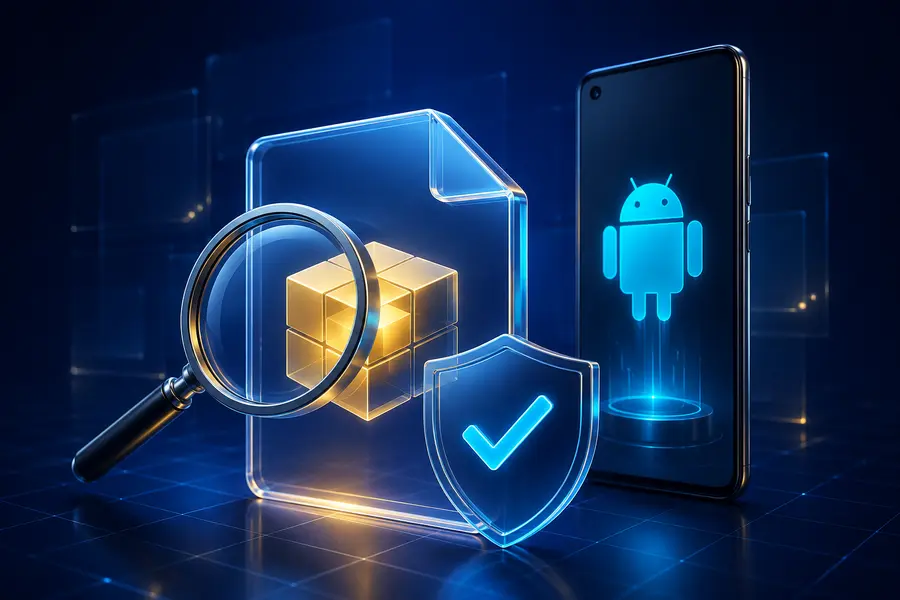 Secure Android download and file verification illustration