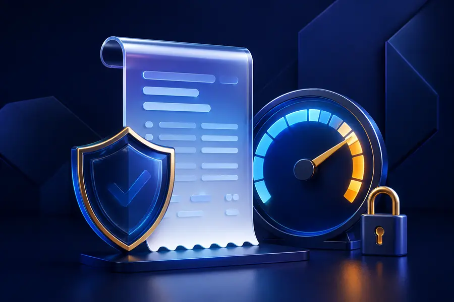 Payment record, shield and spending control illustration